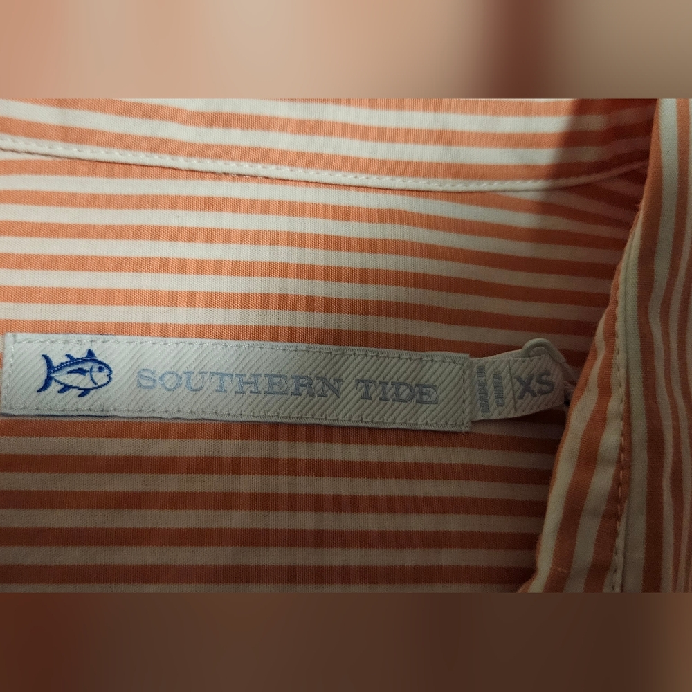 NWT Southern Tide Cam Stripe Poplin Long Sleeve Button Dress: Color- Conch Shell - Picture 12 of 16
